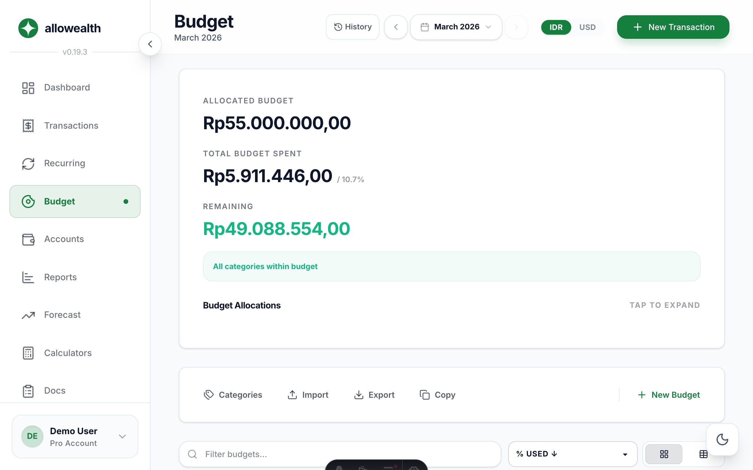 allowealth Budget Planning